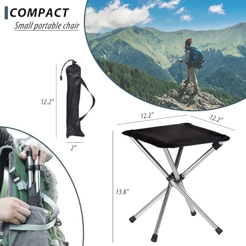 13.8in Portable Camping Stool, Compact Lightweight Folding Chair - Image 2