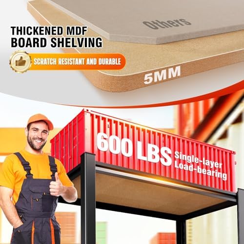 2-Pack Storage Shelves, Adjustable Shelving Unit, 5T Wood Garage Shelving - Image 4