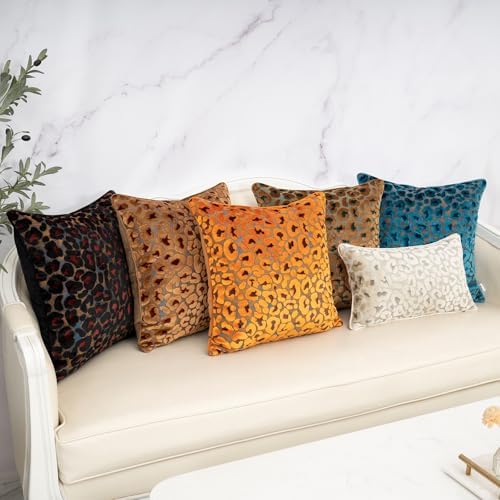Alerfa Black Floral Throw Pillow Cover 20 x 20 Inch Cut Velvet Sqaure Luxury - Image 7
