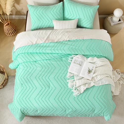 Andency Mint Green Comforter Set Queen Size, 3 Pieces Boho Bed Set - Image 5