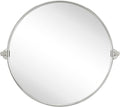 TEHOME Round Pivot Bathroom Mirror Brushed Nickel Circle Metal Framed Tilting Vanity Mirrors for Wall