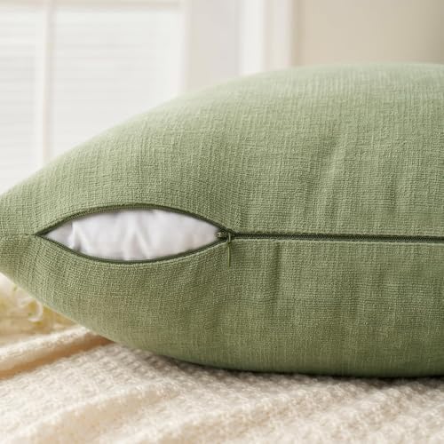 MIULEE Sage Green Chenille Couch Lumbar Throw Pillow Covers - Image 5