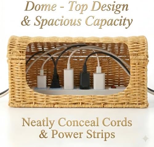 PP Rattan Cable Management Box to Hide Cords and Power Strip - Image 4