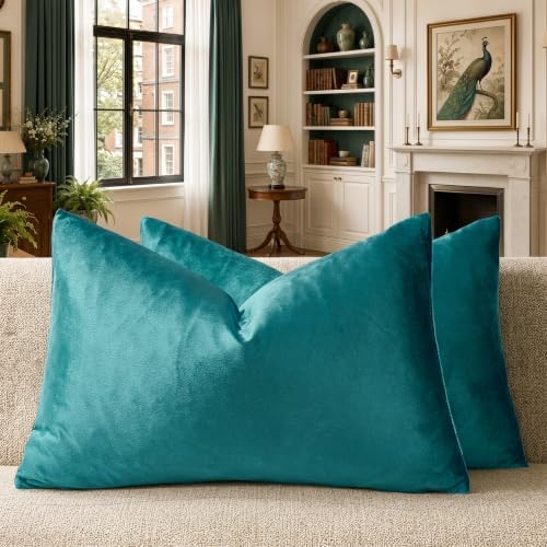GIGIZAZA Teal Pillow Covers 12x20 Decorative Pillows Pack of 2 by GIGIZAZAFocusingonhomedecoration
