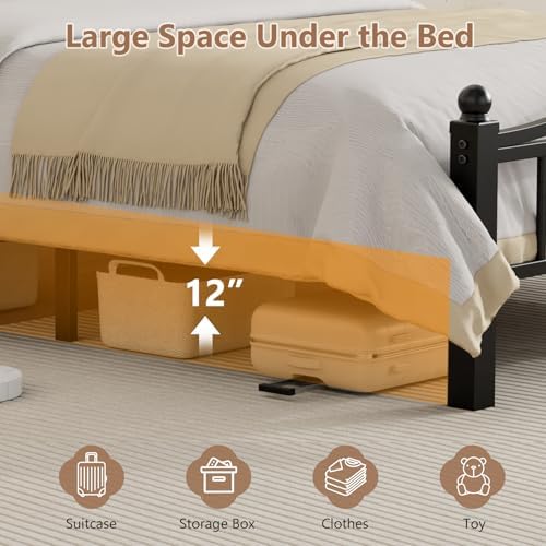 Metal Full Size Bed Frame with Headboard - Image 6