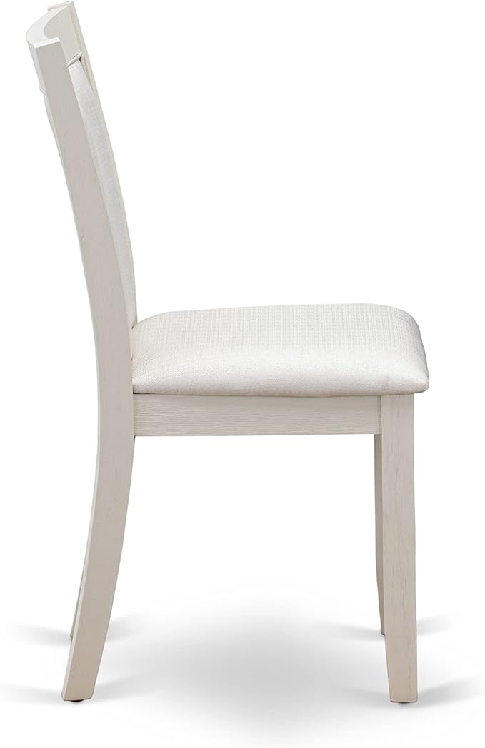 East West Furniture X027MZ001-7 7 Piece Modern Dining Table Set Consist of a Rectangle Wooden Table with X-Legs and 6 Cream Linen Fabric Parson Dining Chairs, 40x72 Inch, Multi-Color