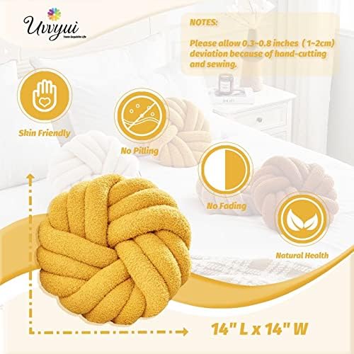 Knot Pillows, 14 Inch Decorative Throw Pillows Round Pillows Cushion, Soft - Image 2