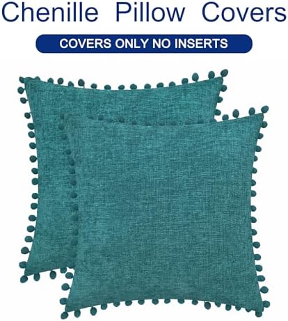CaliTime Decorative Couch Throw Pillow Covers 16 X 16 Inches Teal - Image 6