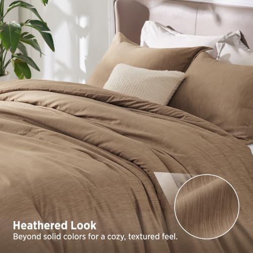 Bedsure Brown Queen Comforter Set, Soft Cationic Dyed Bedding Set 3 Pcs - Image 3