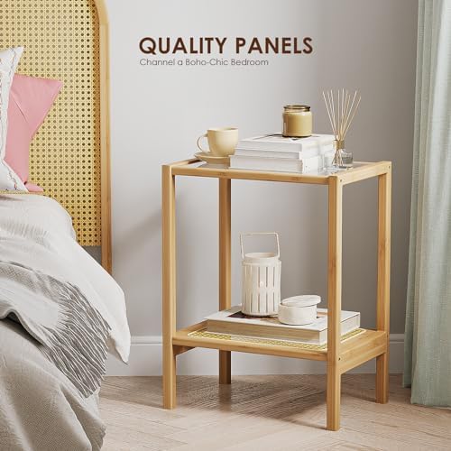 Bamworld Side Table Nature Rattan End Table 2-Tier - Image 4
