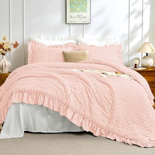 JOLLYVOGUE Blush Pink Queen Comforter Set by JOLLYVOGUE