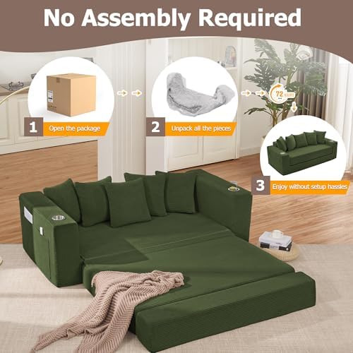 76" Oversized Loveseat Pull Out Sofa, 2 in1 Convertible Loveseat Sofa - Image 6