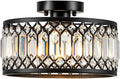 Crystal Black Ceiling Light, Modern Semi Flush Mount Ceiling Light Fixture by Zlepmlla
