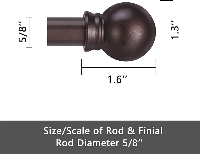 GXOACKJ Curtain Rods for windows 66-120 inch, 5/8 inch Decorative Brown - Image 5