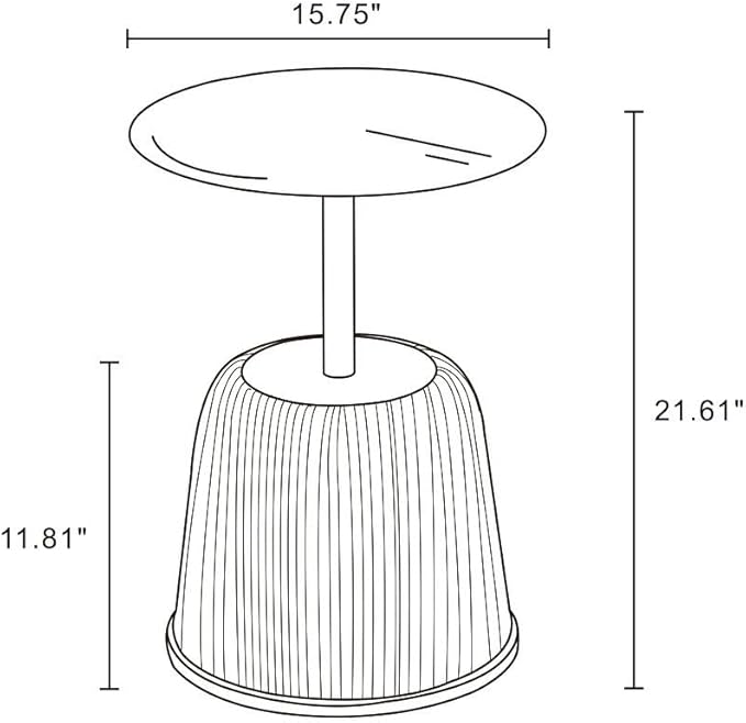 Manhattan Comfort Anderson Modern 15.75" Round End Tables 1.0 - Elegant Leatherette Upholstered Base with Pleated Design & Gold Steel Tabletop, Fully Assembled Accent Furniture, Set of 1, Orange