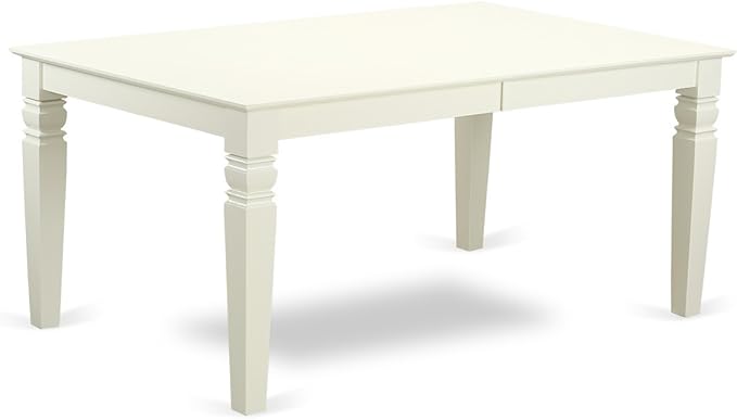 East West Furniture LGVA5-LWH-C 5 Piece Dining Set Includes a Rectangle Dining Room Table with Butterfly Leaf and 4 Linen Fabric Upholstered Kitchen Chairs, 42x84 Inch, Linen White