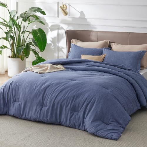 Bedsure Queen Comforter Set Infinity Blue, Cationic Dyed Bedding Set 3 Pcs - Image 5