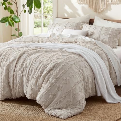 Bedsure Boho Comforter Set Oversized Queen, Bedroom Decor Bedding Set Linen by BEDSURE