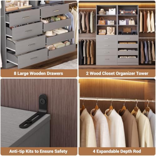 Aheaplus Closet System, 6-15Ft Closet Organizer - Image 3