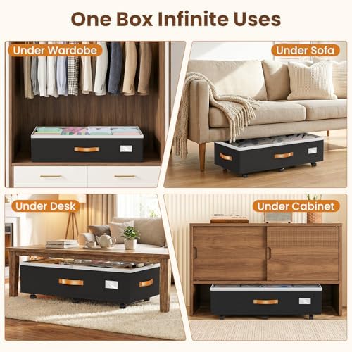 Budding Joy 80L 4 Pack Adjustable Under Bed Storage - Image 7