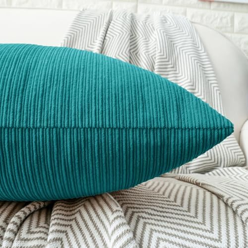 HWY 50 Teal Chenille Throw Pillow Covers 16x16 Inch Buttons Pack of 2 - Image 3