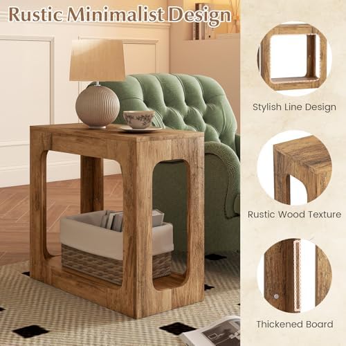 GIANTEX Narrow End Table, 2-Tier Farmhouse Side Table - Image 5