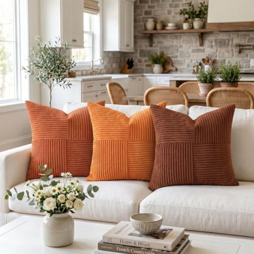 Fancy Homi Burnt Orange Decorative Throw Pillow Covers 20x20 Inch - Image 2