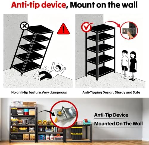 Storage shelves, Adjustable Garage Shelving, 5-Tier Shelving Unit - Image 6