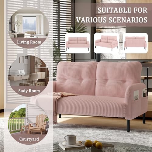 47" Corduroy Loveseat Sofa, 2 Seat Small Couch - Image 3