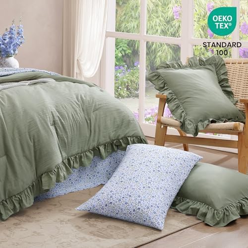 BLOOMHAVEN Oversized King Comforter Sets-7 Pieces Ruffle Bedding - Image 5