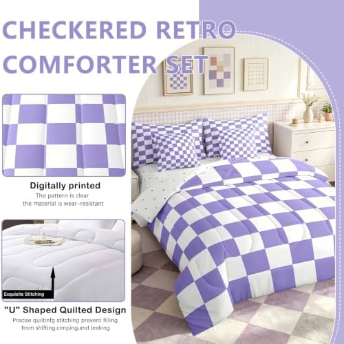 Feelyou Checkered Retro Comforter Set - Image 2