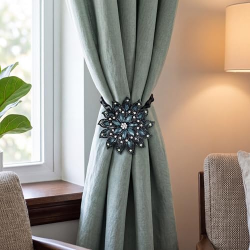 2 Pack Black Flower Curtain Tiebacks Window Holdback Buckles - Image 4