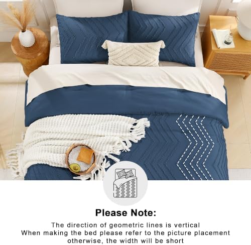 Andency Navy Blue Oversized Queen Comforter Set, 3 Pieces Bedding Set - Image 5