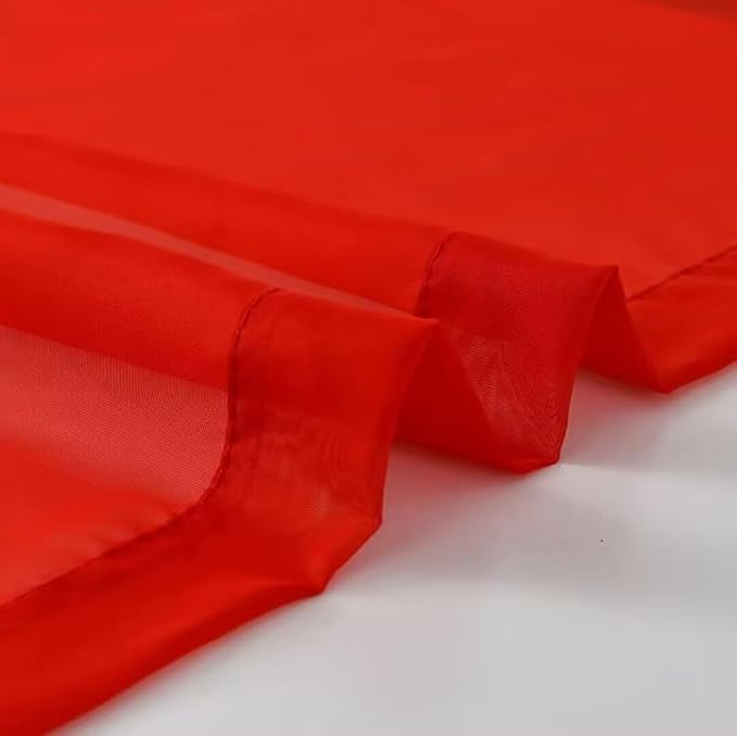 SpaceDresser Basic Rod Pocket Sheer Voile Window Curtain Panels Red 1 Pair 2 - Image 4