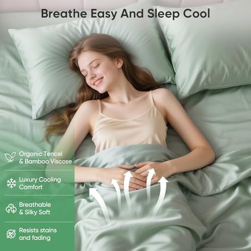 100% Bamboo Viscose & Lyocell Tencel Sheets Set CK Size，Cooling & Silky Soft - Image 2