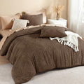 Litanika Queen Size Comforter Set, 3 Pieces Brown Tufted Boho Bedding Set by Litanika