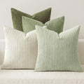 MIULEE Soft Corduroy Decorative Throw Pillow Covers Light Green 22x22 by MIULEE