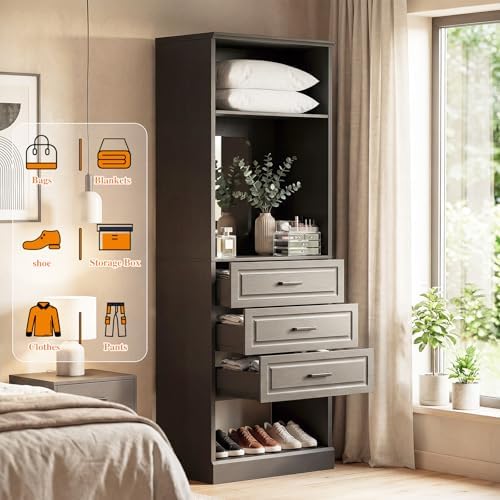 Unikito Freestanding Closet System, Modern Armoire Wardrobe - Image 2