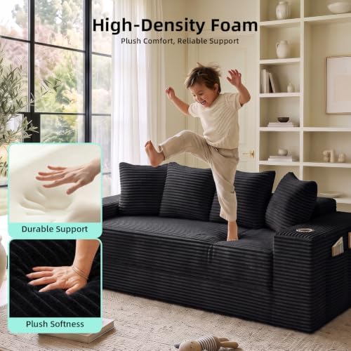 77" Convertible Futon Sofa Bed, Boneless Couch - Image 5