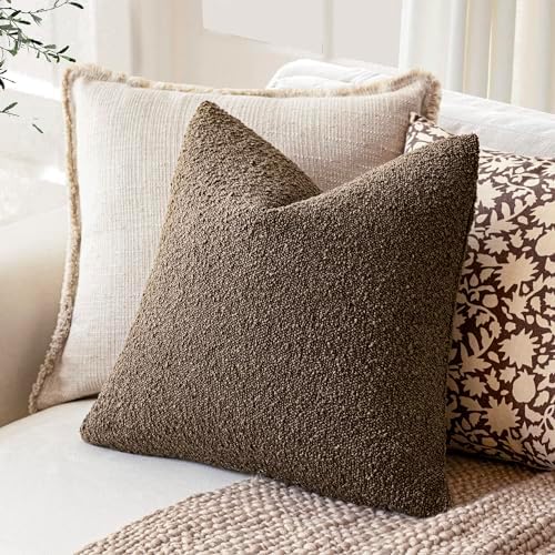 Foindtower Decorative Textured Boucle Throw Pillow Covers 20x20 Light Brown - Image 6