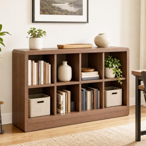 Low Cube Bookcase, 8-Cube Storage Organizer Shelf - Image 2