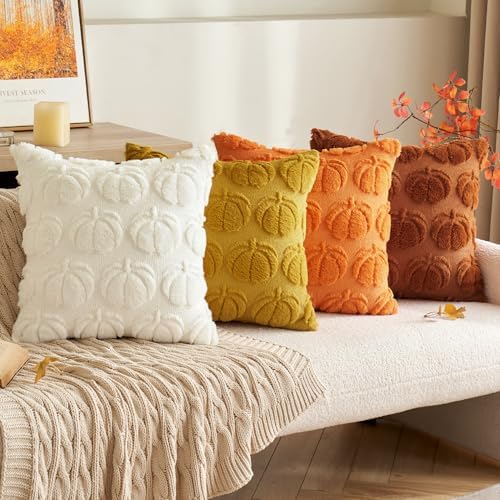 MIULEE Fall Pillow Covers Pumpkin Fall Decor 22x22 Cream White - Image 3