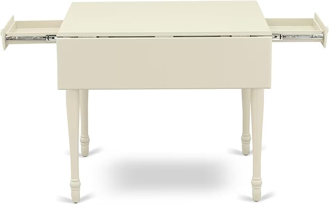 East West Furniture MZGR3-LWH-W 3 Piece Kitchen Table & Chairs Set Contains a Rectangle Dining Table with Dropleaf and 2 Dining Room Chairs, 36x54 Inch, Linen White