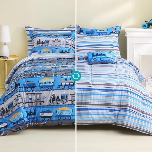 Kids Twin Comforter Sets for Boys 6 Pieces Blue Bedding Set for Teens - Image 3