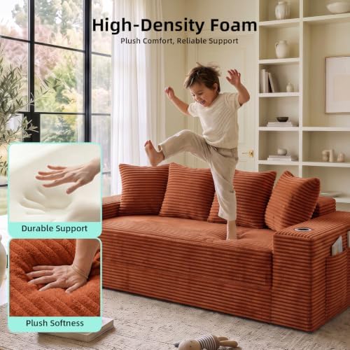 77" Convertible Futon Sofa Bed, Boneless Couch - Image 5