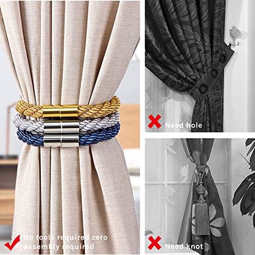 NICEEC 6 Pack Strong Magnetic Curtain Tiebacks Modern Simple Style Drape Tie - Image 2