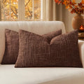 MIULEE Chenille Textured Fall Lumbar Throw Pillow Covers Terracotta 12x20 by MIULEE