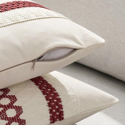 MIULEE Christmas Burgundy Boho Decorative Lumbar Pillow Covers - Image 5