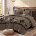 MaiRêve Embroidery King Size Comforter Set 7 Pieces Taupe Grey Bed in a Bag by MaiR%C3%AAveHomeCollection