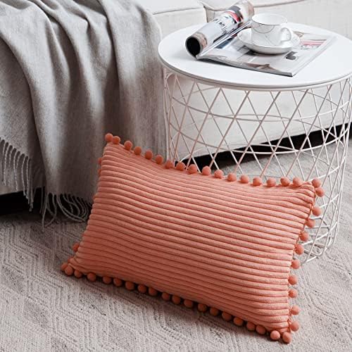 Fancy Homi Set of 2 Coral Lumbar Decorative Throw Pillow Covers 16x24 Inch - Image 2